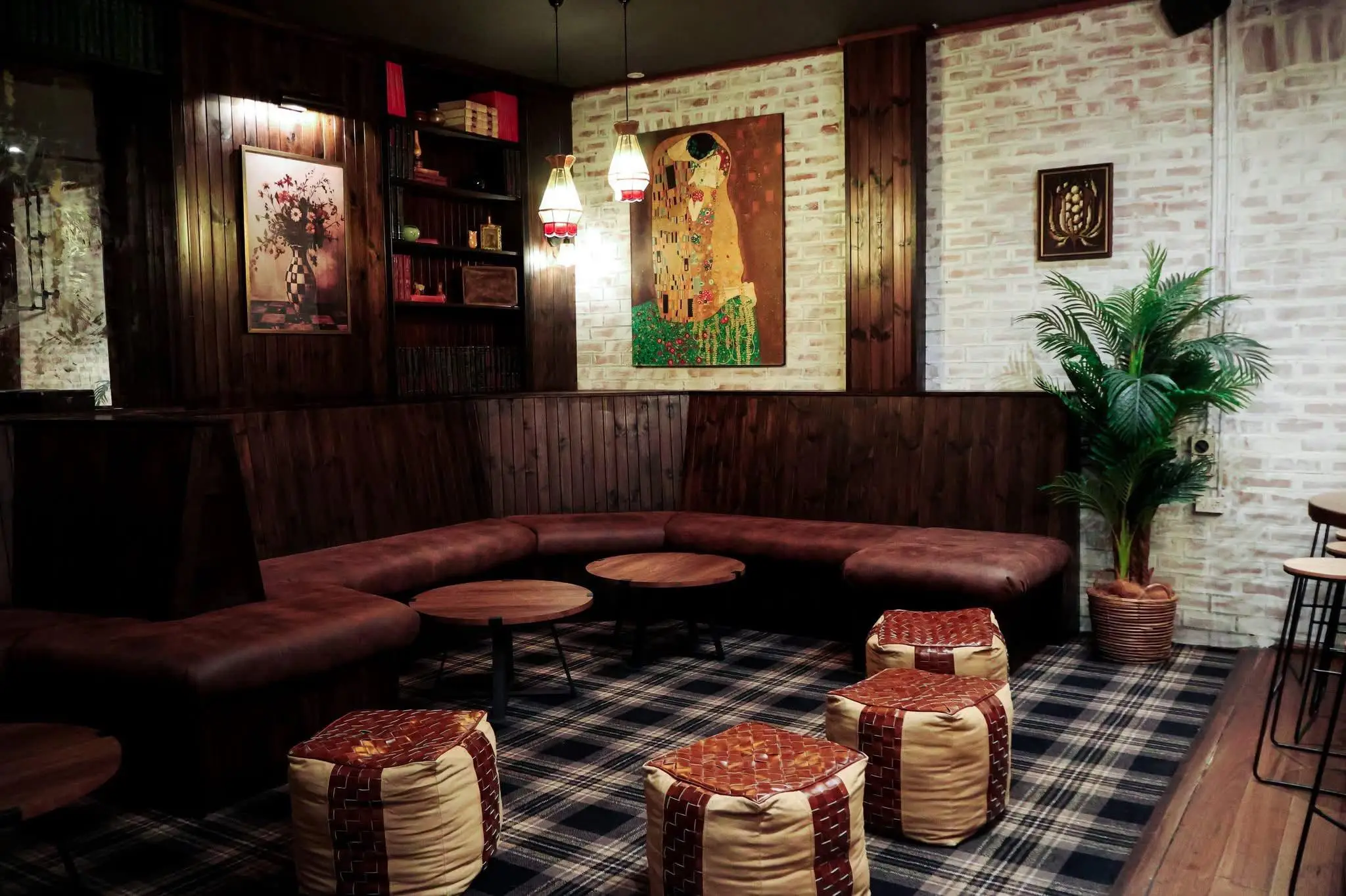 Curved banquette lounge seating in a completed club fitout