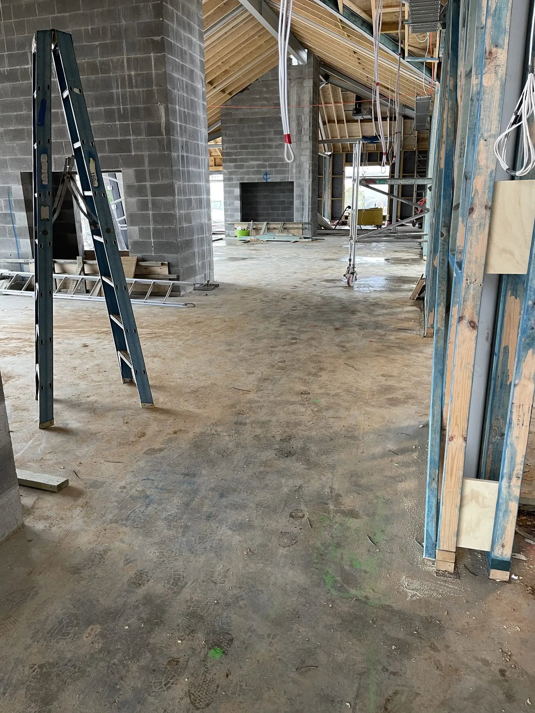 Staircase and landing under construction on a Newcastle build