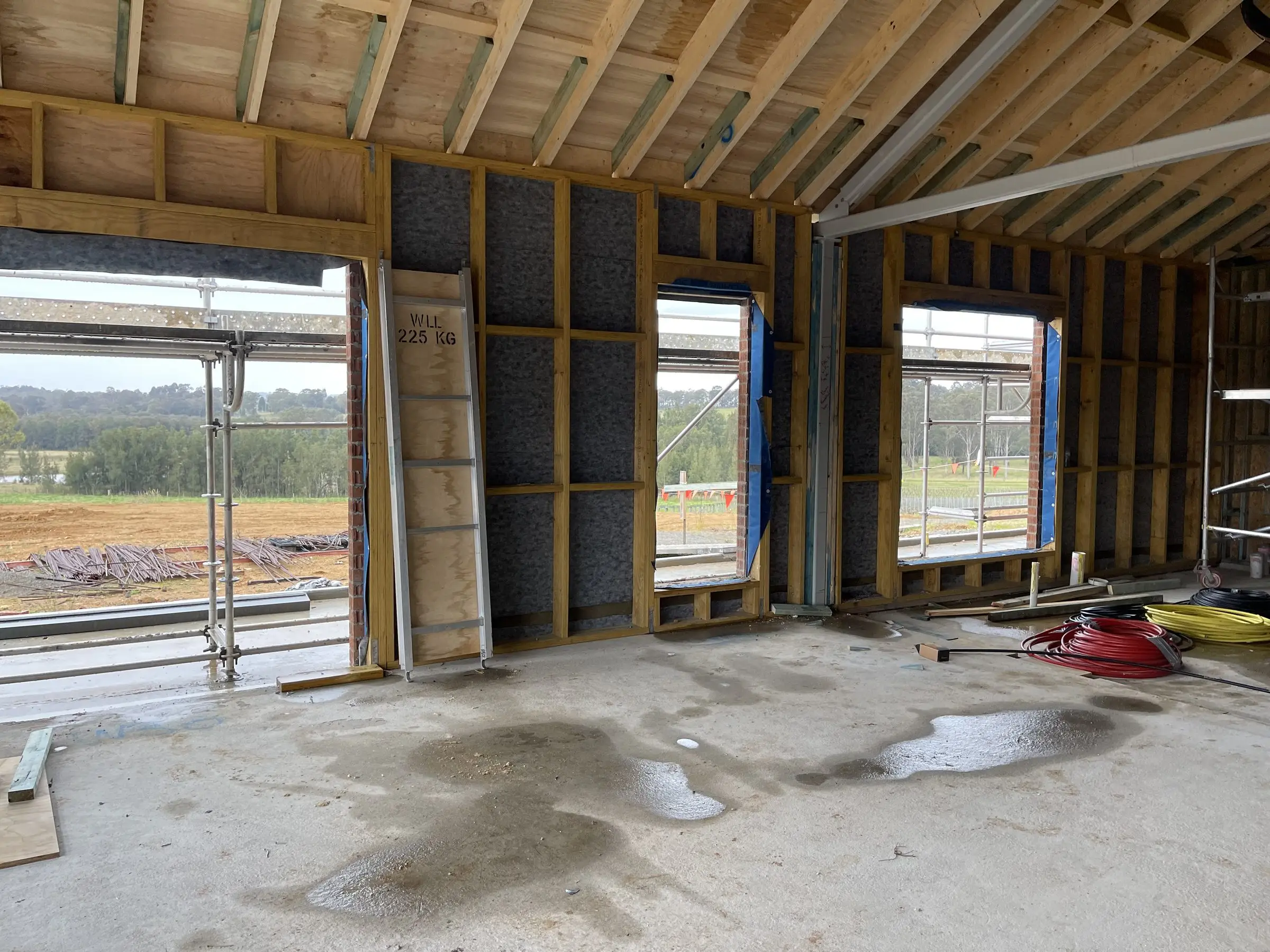Wall framing and insulation on a Newcastle building site