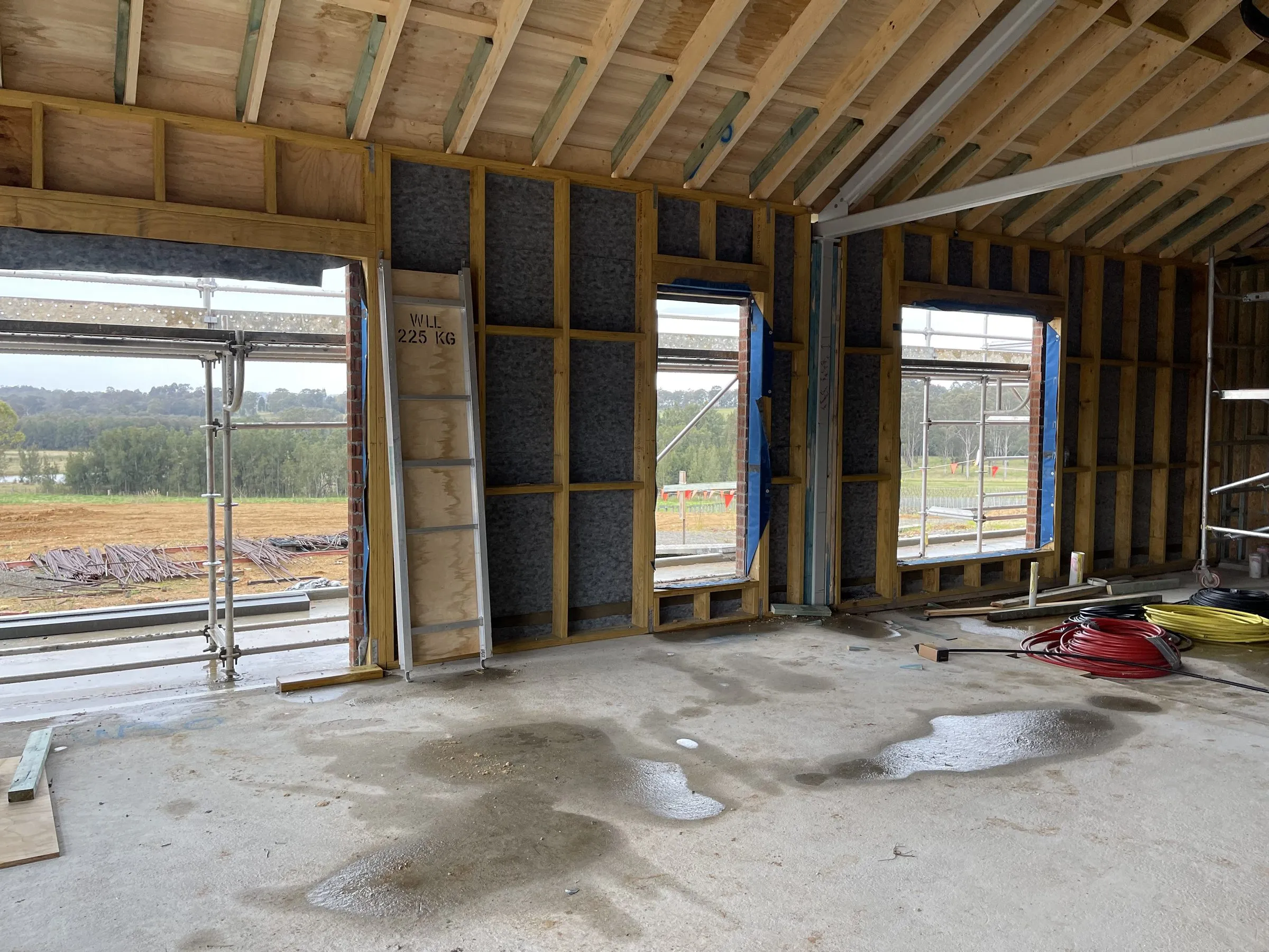 Wall framing and insulation on a Newcastle building site